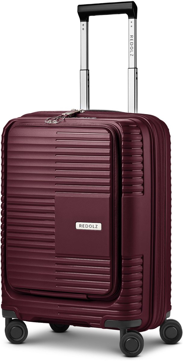 Redolz Essentials 17 2.0 4 wielen Cabinewagen 55 cm Laptopvak met uitbreidingsplooi - Harde bagage - TSA slot - burgundy
