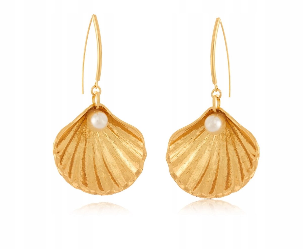 Gouden Oorhangers met Parels in Schelpvorm - Elegant & Uniek