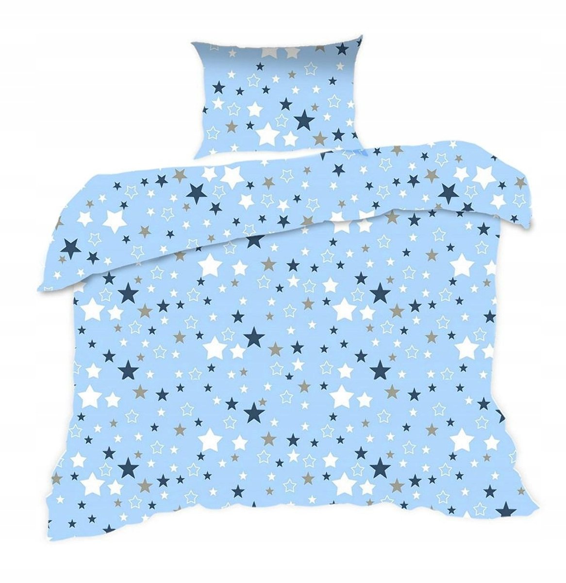 Kinderbeddengoed 90x120 cm met Sterren - Blauw, Incl. Kussensloop 40x60