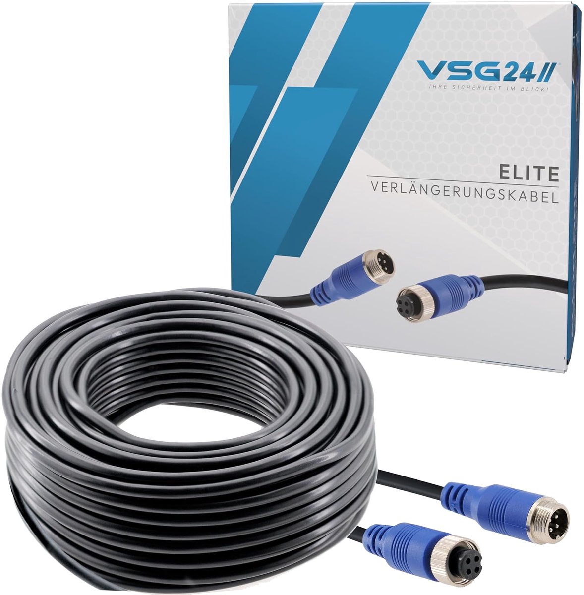 VSG Rear view camera extension cable with 4-pin for all WT 5 & 7 reversing systems and cameras, various lengths - ShopVlot
