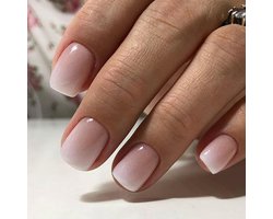 MouYou Glow Press on Nails kort, vierkant, roze, nude, roze, kleurverloop, wit, volledige dekking, kunstnagels met - ShopVlot