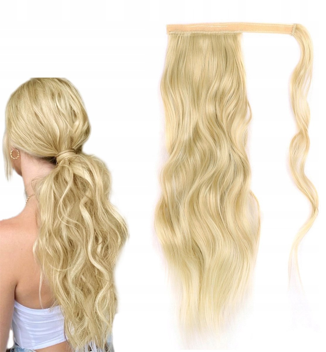 Kort Krullend Paardenstaart Haarstuk 47cm Lichtblond Synthetisch