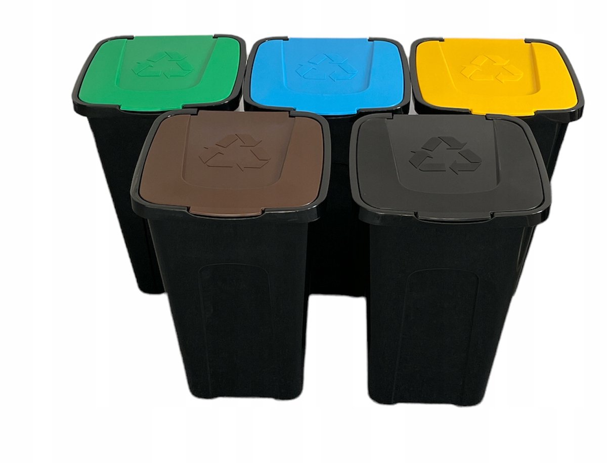 Sortix Afvalscheidingsbakken Set 5x50L - Kleurgecodeerd
