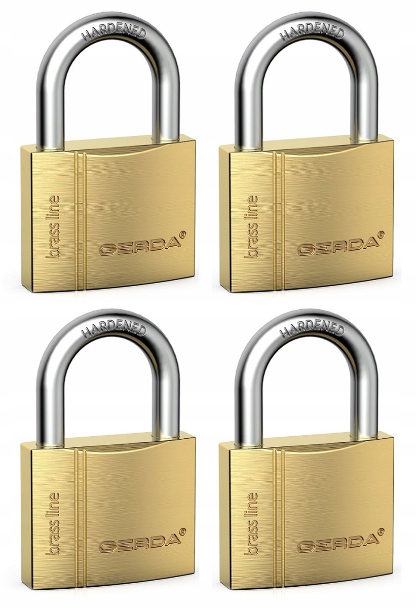 Gerda Brass Line Hangslot - 4 stuks, één sleutelsysteem