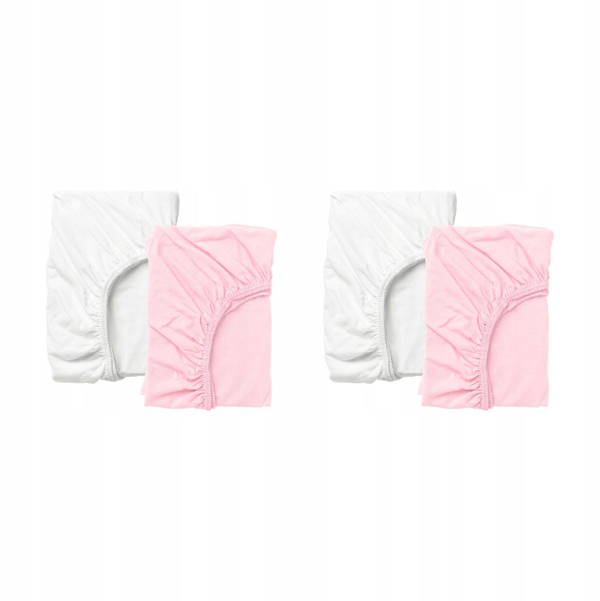 2x LEN Kinderbed lakenset - Wit & Roze 60x120 cm