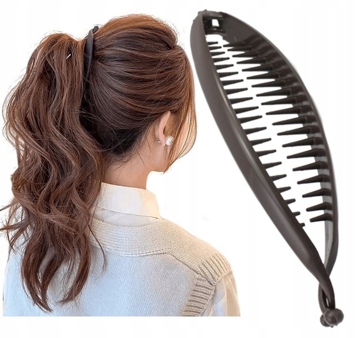 Merkloze Bruine Bananen Haarclip - Stijlvolle Haaraccessoire