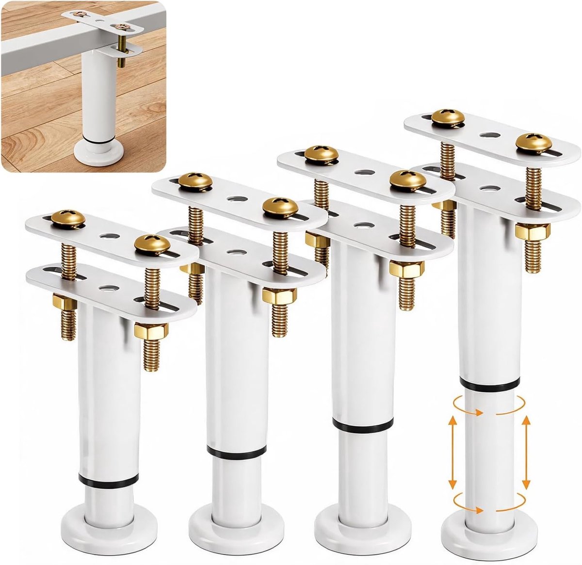 Meubelpoten verstelbaar 8-12 cm - metalen bedpoten - zeer belastbaar - verhoogt stabiliteit - ShopVlot