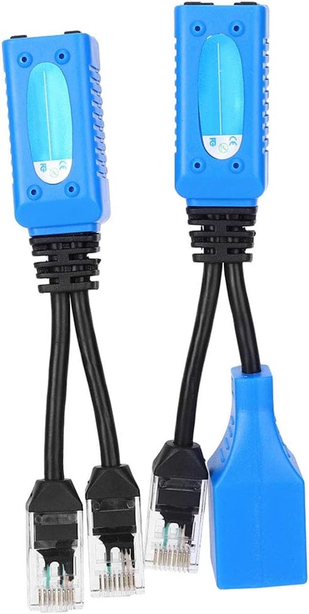 POE adapter splitter RJ45 - 2 stuks - voor IP camera's - tot 40 meter bereik - ShopVlot