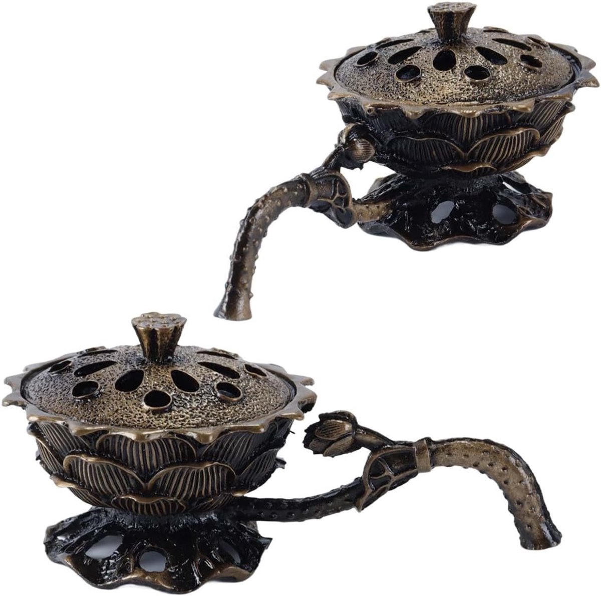 Wierookbrander keramisch 6 cm - vintage messing - multifunctioneel bureau-ornament - voor meditatie - m-winkel