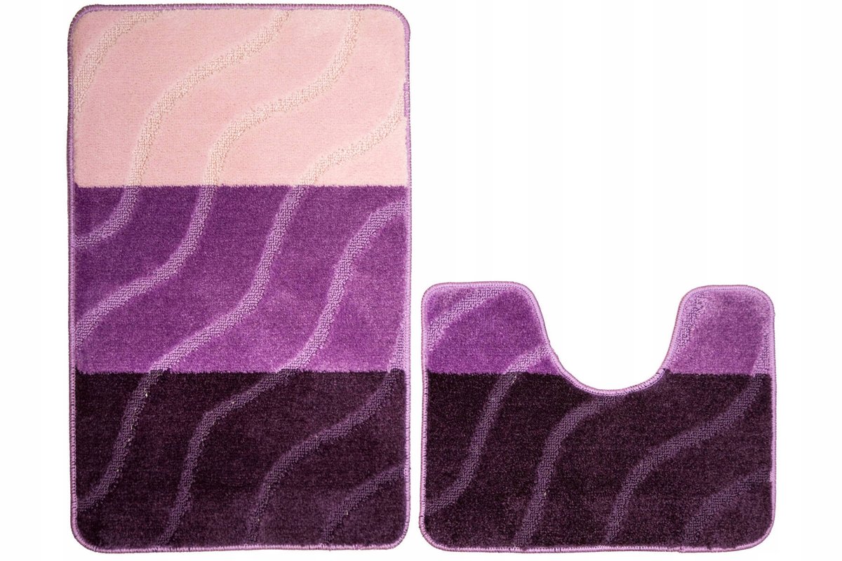 2-delige Badmatten Set Fiori Paars Roze Gestreept WC & Douche