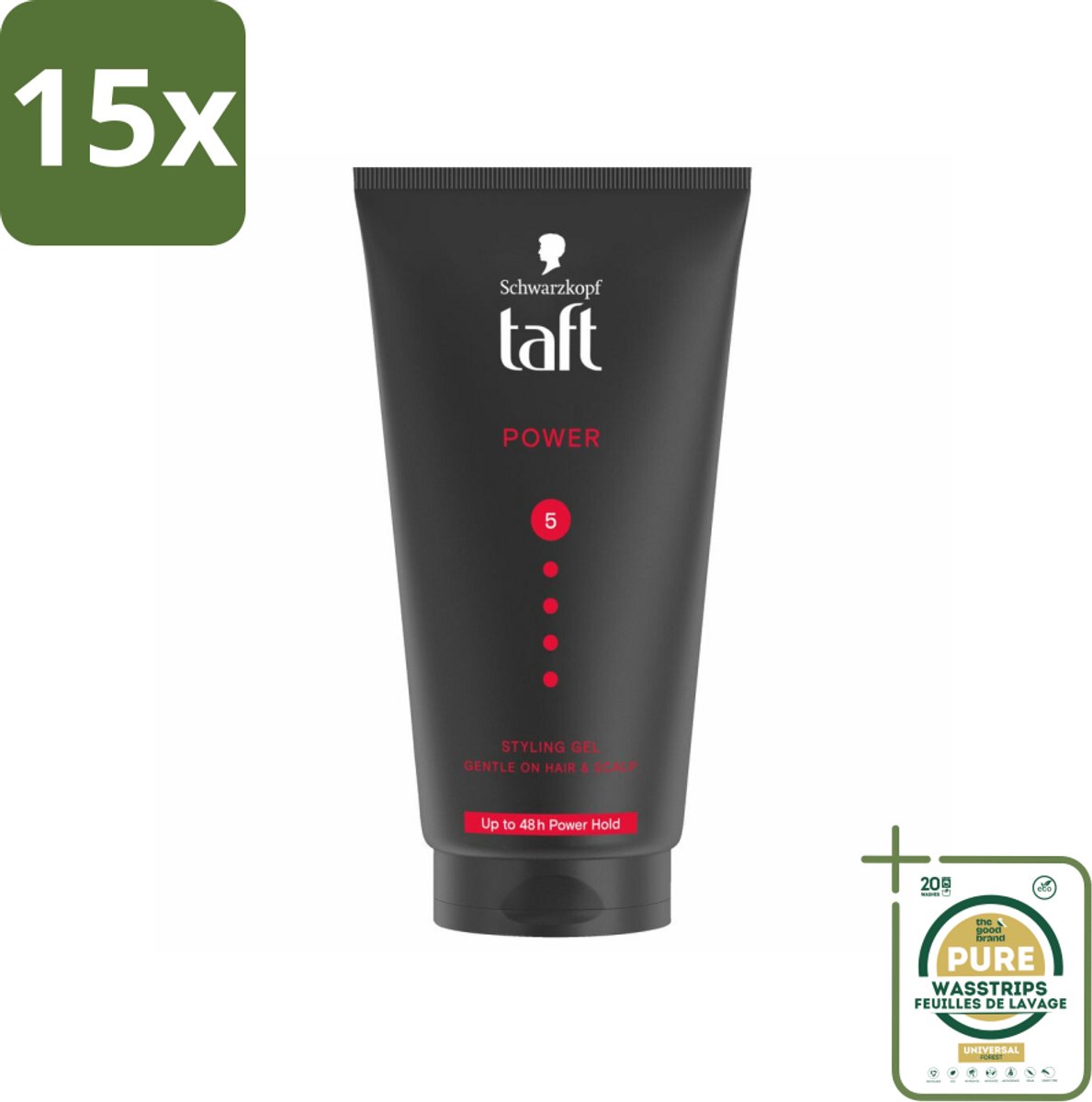 15 x Taft - Power 5 - Styling Gel - Sterke hold voor elke stijl - 150 ml - Grootverpakking - Haartypen - Styling Gel - Power Hold - Haar Verzorging - Haar Fixatie