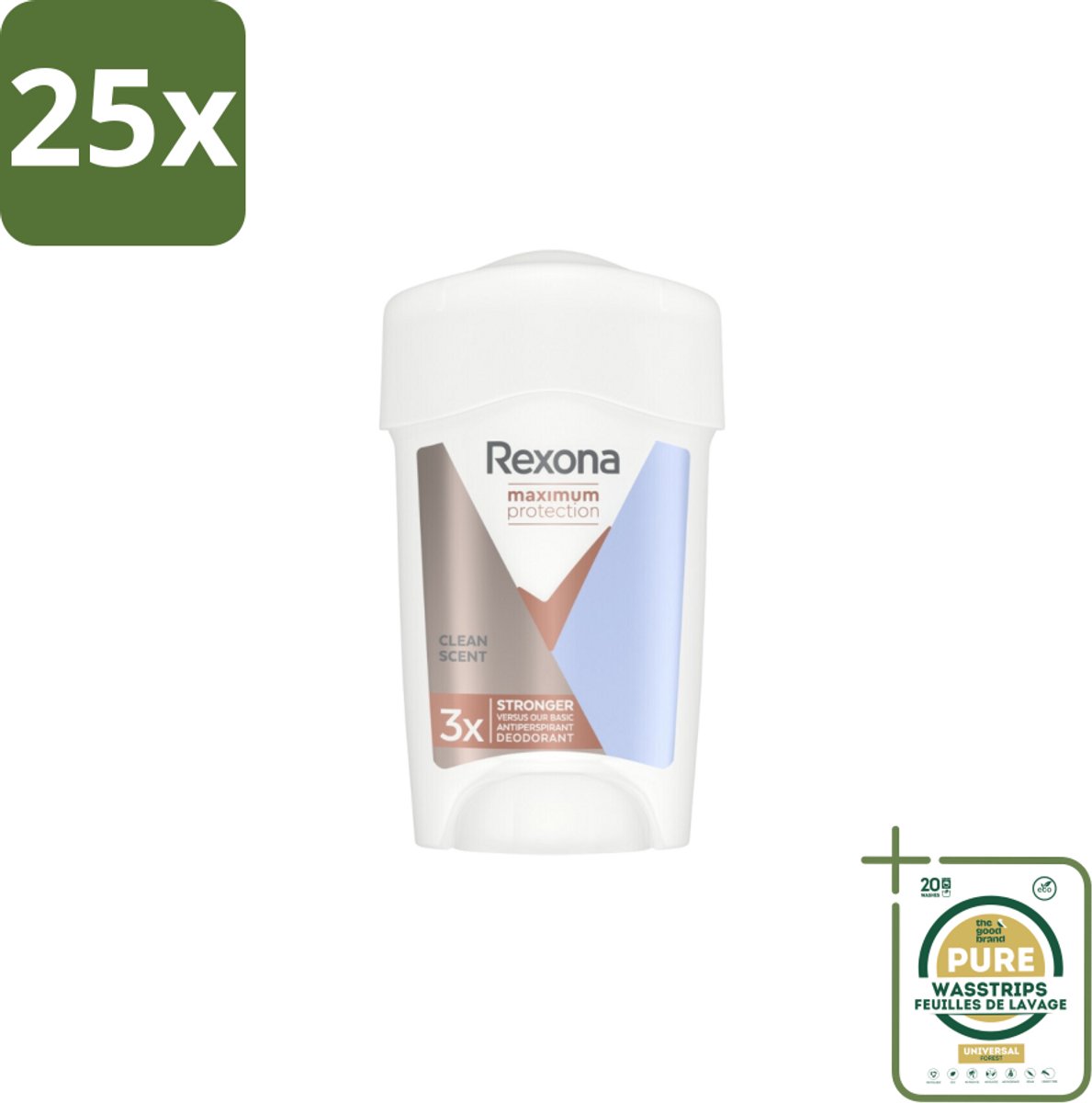 25 x Rexona - Deodorant Stick - Women Maximum Protection Clean Scent - Anti-transpirant - 45 ml - Grootverpakking - Anti-transpirant Stick - Zweetbestendig - Frisheid - Zweetgeur - Defence+ Technologie