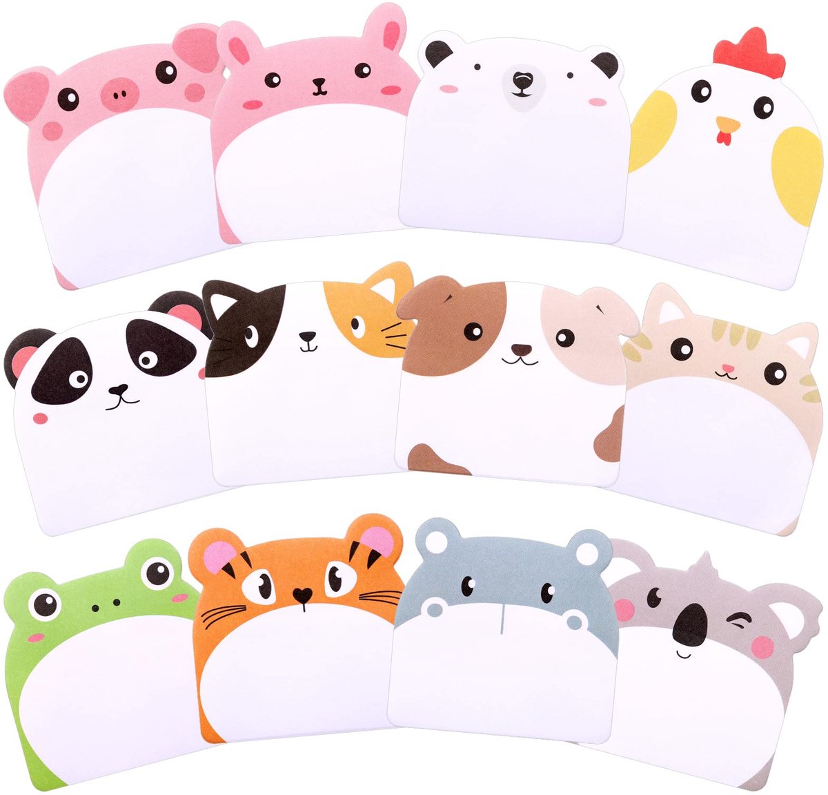 Set van 12 Schattige Dieren Sticky Notes voor Kinderen