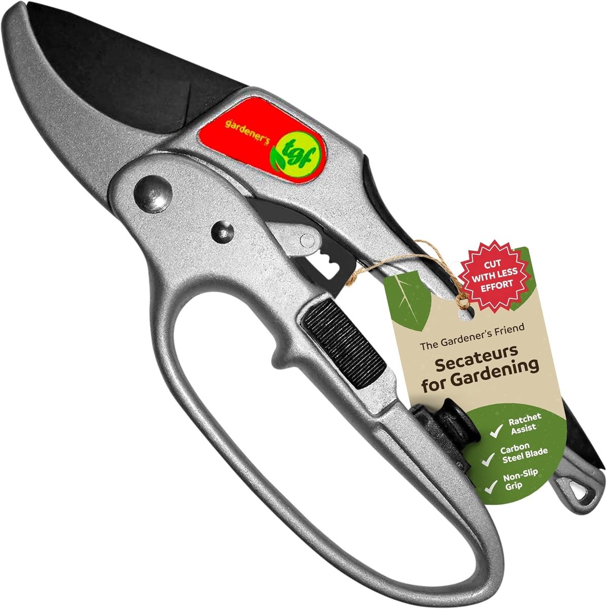Knipschaar tuin - Zwart - Ratelmechanisme en Ergonomische Handgreep - Lichtgewicht en Pijnloos Tuinieren