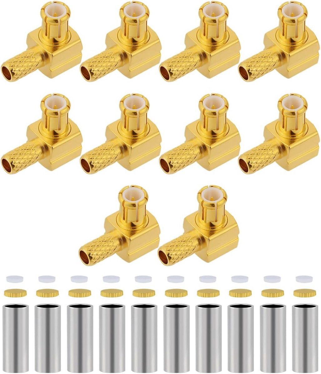 Vecys 10Pcs MCX Male Right Angle Crimp Connector 50 Ohm MCX Plug 90 Degree RF Coax Connector for RG174 RG316 RF - ShopVlot
