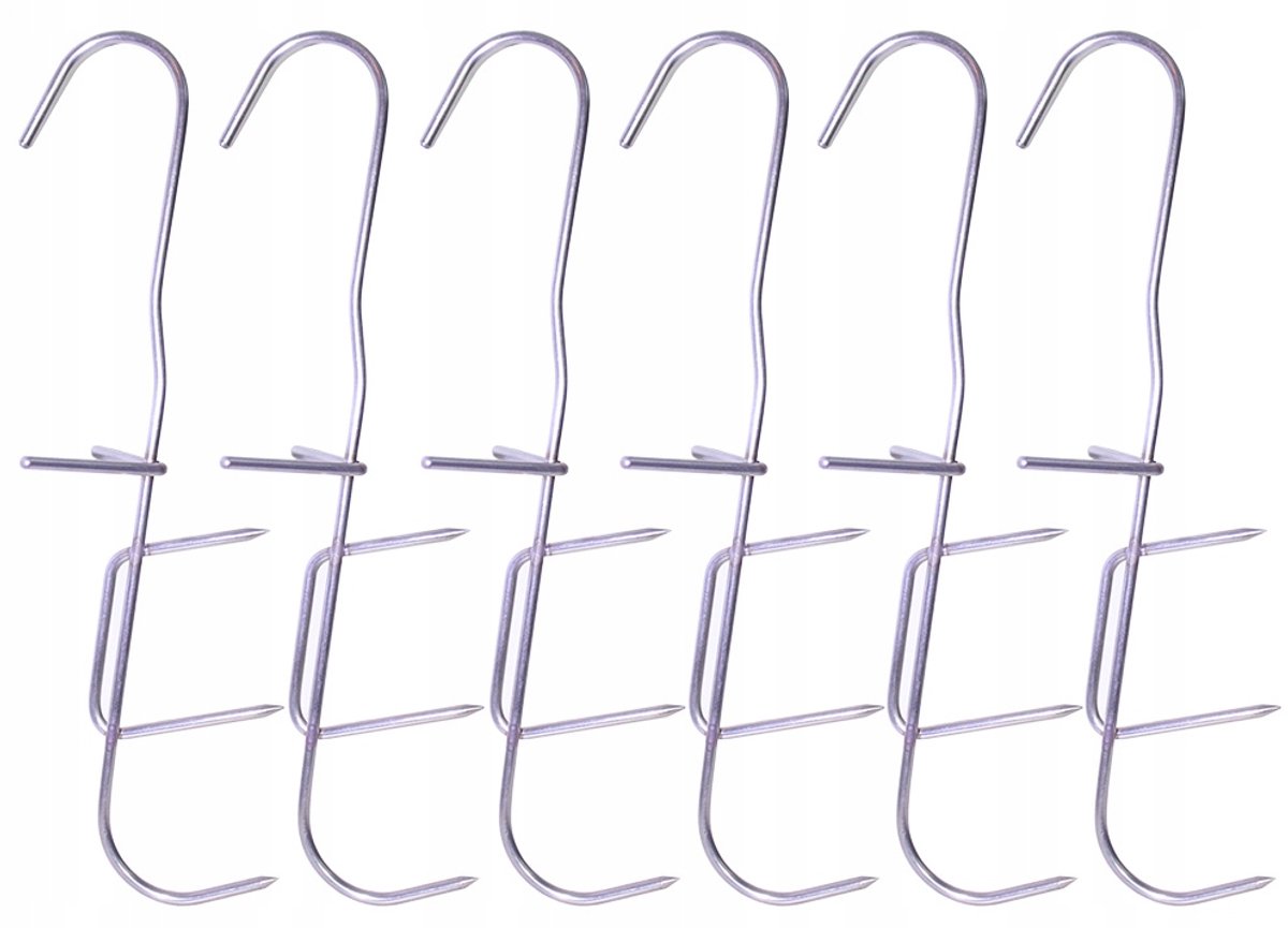 6x RVS Rookhaken voor Vis - 20.5cm - Dubbele Punt