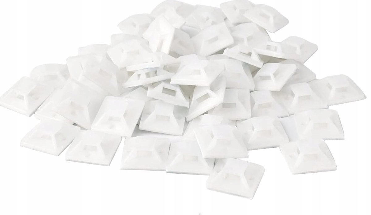 100x Zelfklevende Kabelclips 20x20mm Wit - Kabelbevestiging