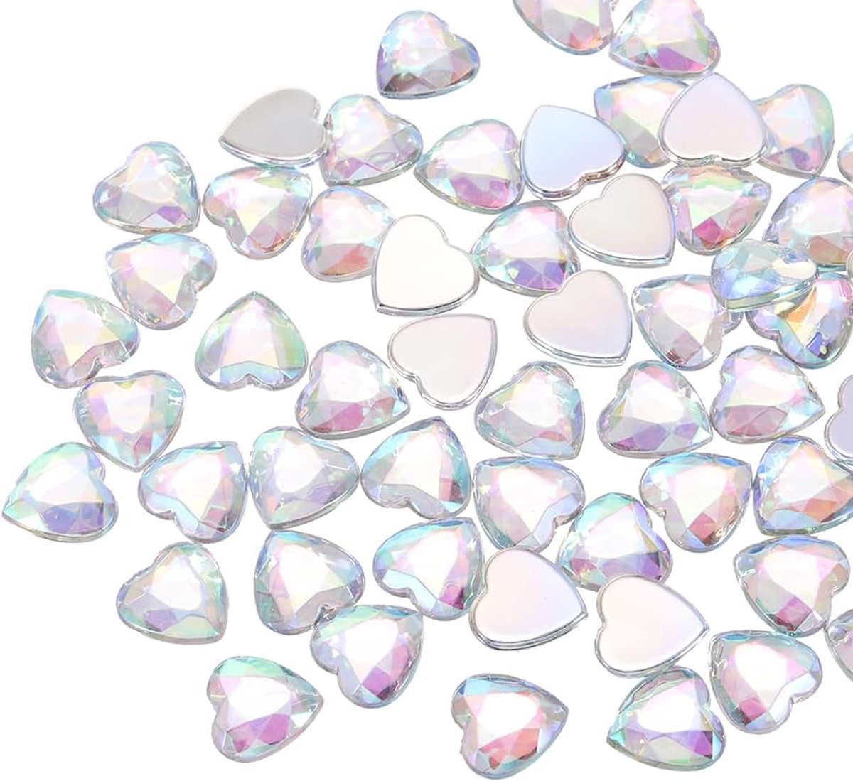 Strassteentjes met platte onderkant, glitterstenen om te knutselen, 12 mm, hartvormige acrylkristallen, edelstenen voor kleding, schoenen, doe-het-zelf decoratie, geschenken, 40 stuks