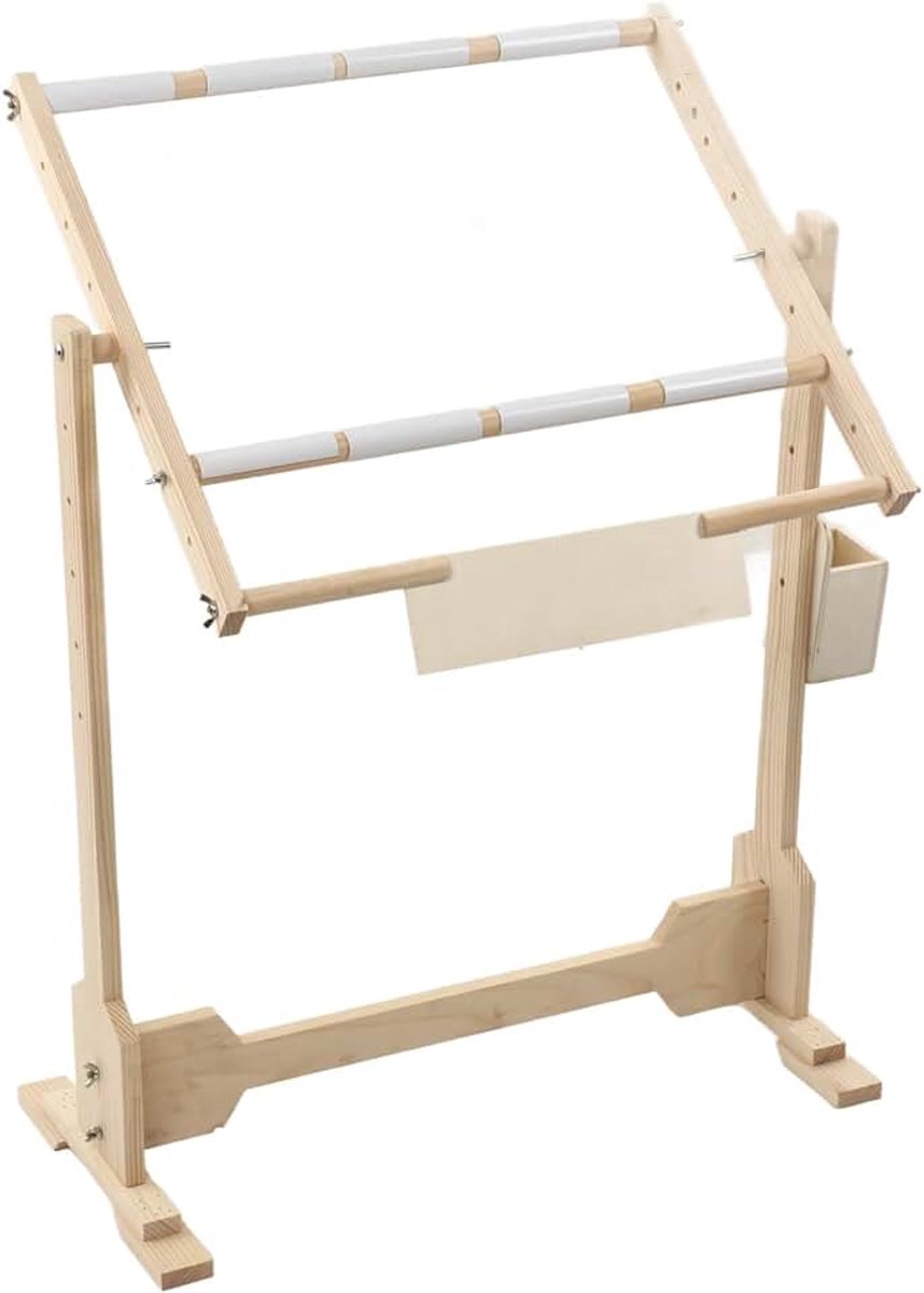 Verstelbaar Borduurframe, 360 Graden Draaiend, Grenen en PVC, voor Zijdeschilderen, Borduur- en Naaldwerk, 110 x 46 x 80 cm