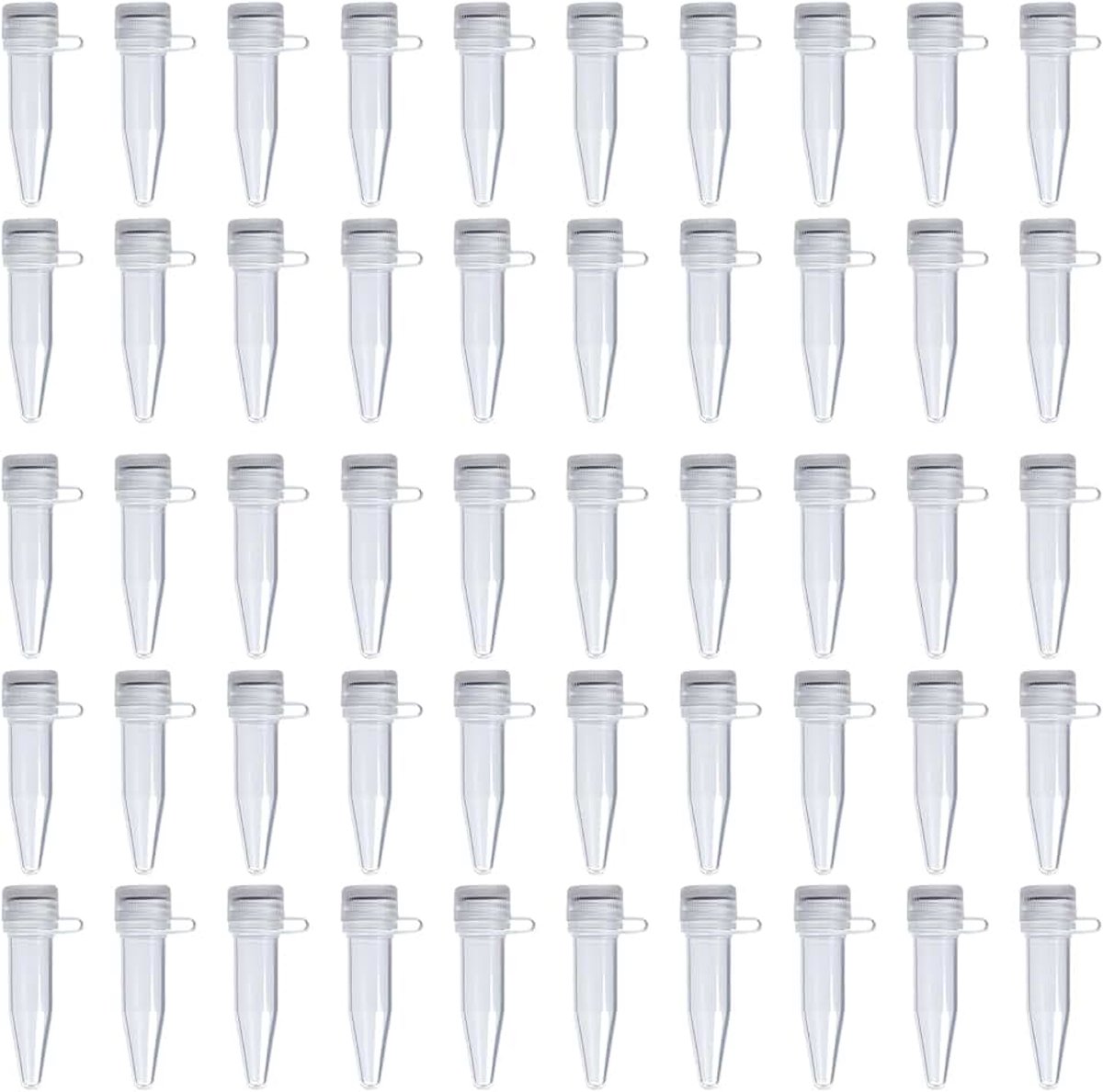 50 stuks centrifugebuisjes, monsterbuisjes met schroefsluiting, 1,5 ml transparante monsterhouder, transparante monstercontainer, bewaardoos voor laboratorium