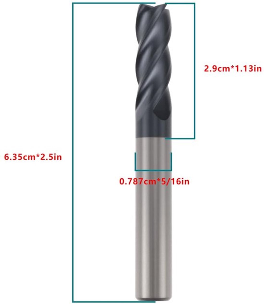 CNC Frees - Precisie Snijgereedschap - 4-Edge - Voor Metalen - Hoogwaardige Carbide - Geschikt voor Professioneel Gebruik - Formaat 5/16 ...