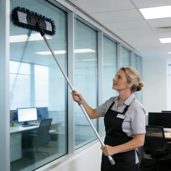 Reinigingsmop - Vloerwisser Dweil - Huishoudelijk Schoonmaken - Verstelbare Steel - 135 cm - Grijs — afbeelding 4