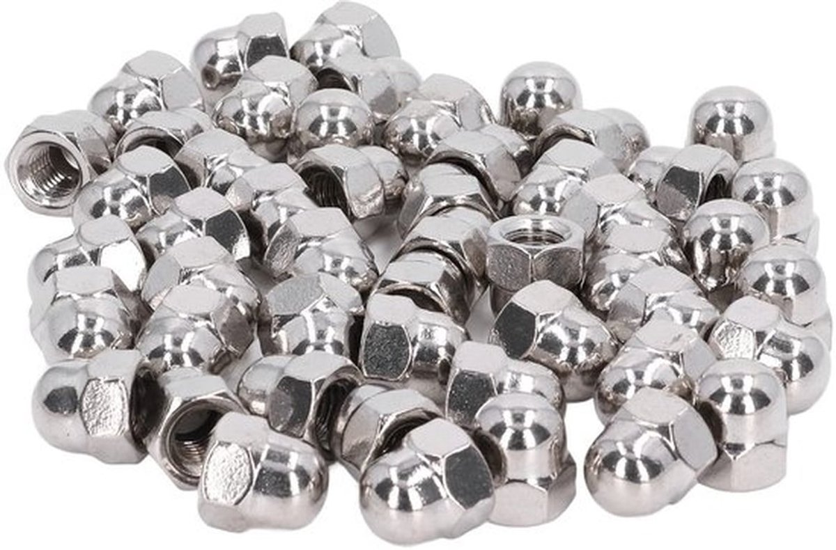 Moer Assortiment Kit - RVS Acorn Cap - Hex Dome Cap - M3/M4/M5/M6/M8/M10/M12 - 50 Stuks - Hoogwaardige Kwaliteit - Doppen