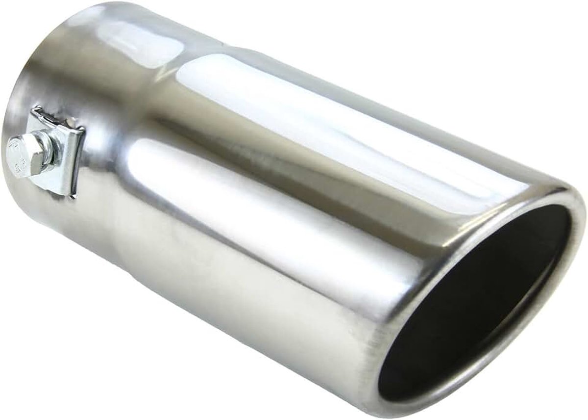 Uitlaatklep eindpijp roestvrij staal chroom rond schuin 135 x 63 mm eindpijp pijp plug & play UNIVERSAL