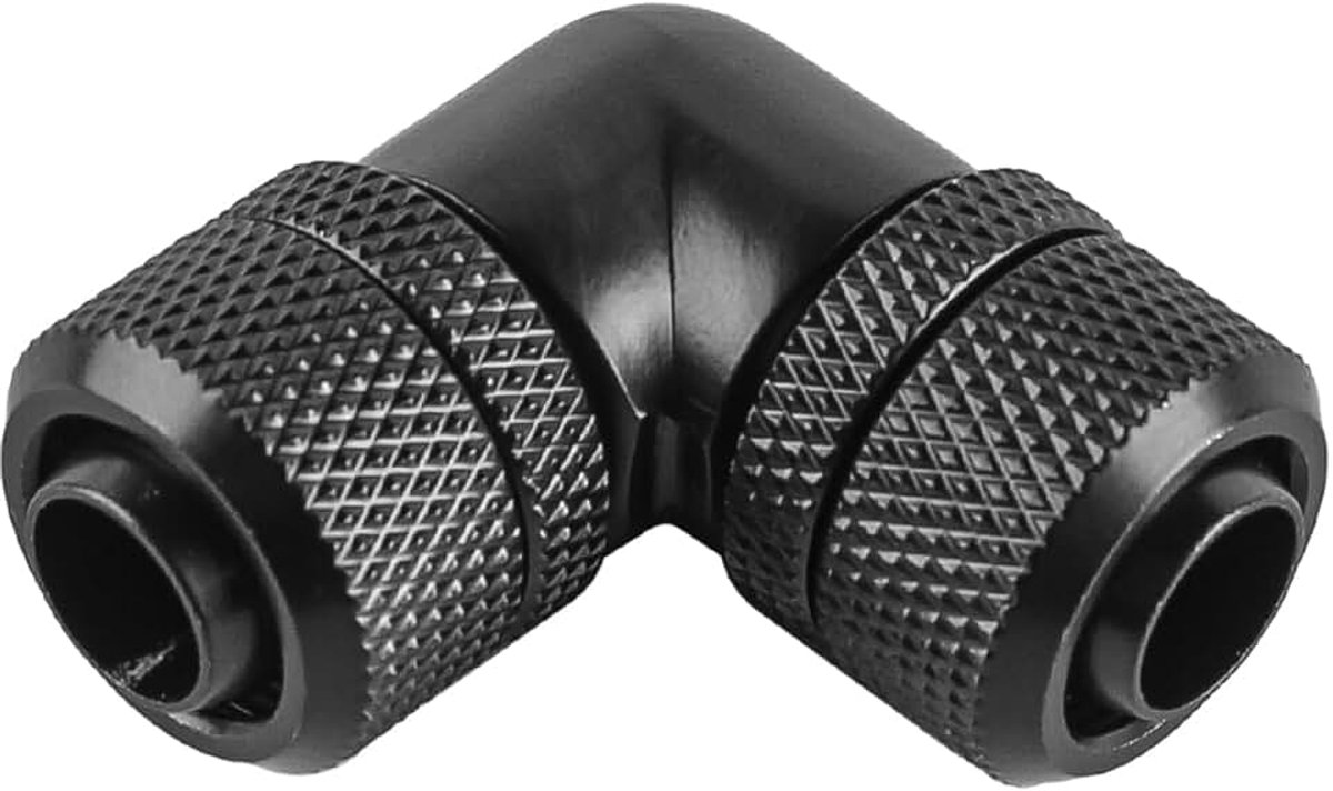 Waterkoelingsfitting Zwart PC Waterkoeling Two-Touch fitting Draad 90 graden Elleboogverbindingsbuis voor waterkoelsystemen
