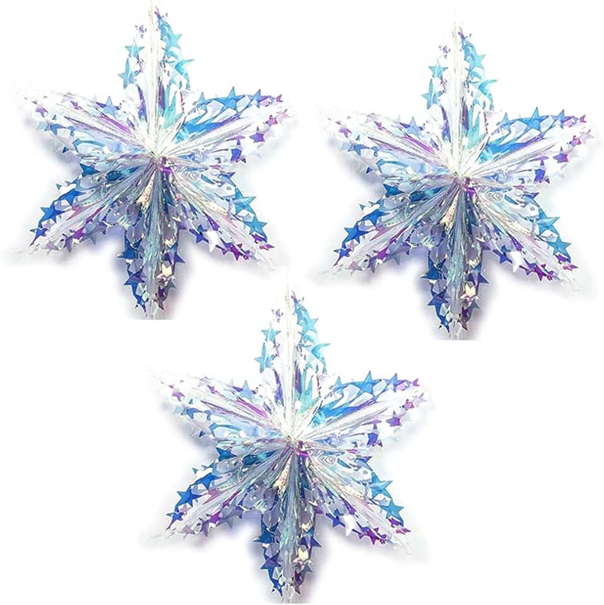 3 stks Kerst Ornamenten Bal Sneeuwvlok Iriserende Decoratie Opknoping Boom Hangers Party Supplies Voor Bruiloft Party Kerst Decor 40cm