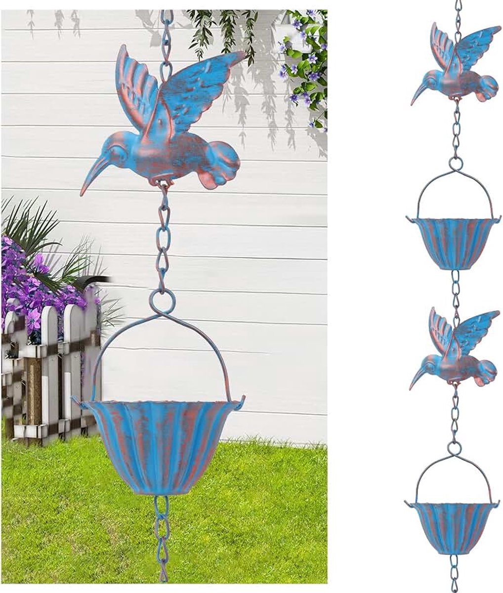 Regenketting, metalen kolibrie regenkettingen, functionele en decoratieve regenkettingen voor buiten, vogel-regenketting voor dakgoten