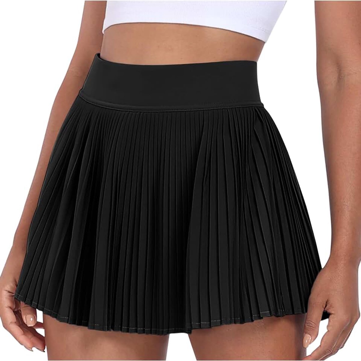 Geplooide tennisrok met broek, broekrok voor dames, met 2 zakken, hoge taille, plooirok, sportrok, golfrok, minirok voor dames, voor outdoor, workout, hardlopen