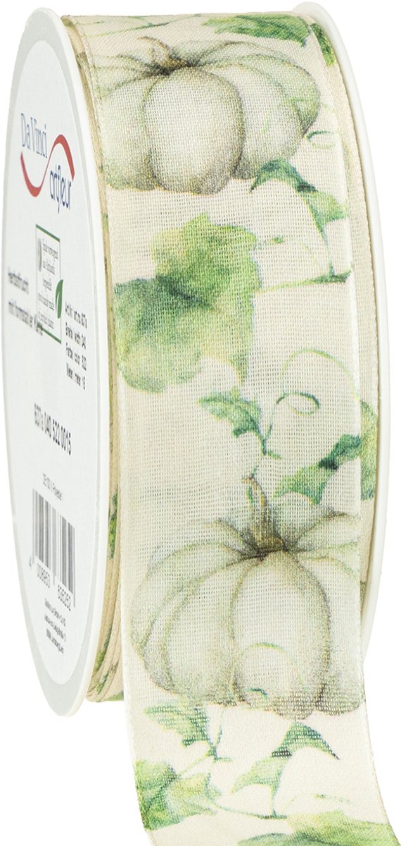 Cadeaulint pompoenlint herfstgroen 40mm 15m