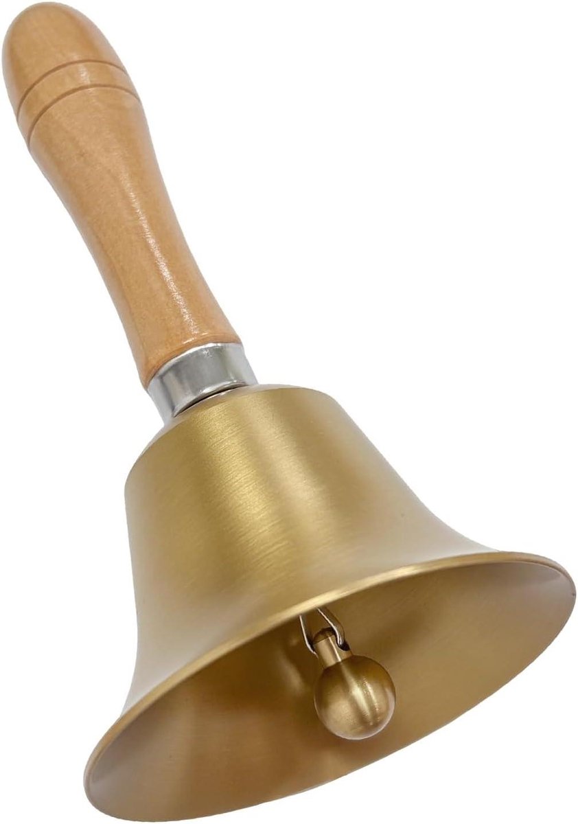 Metalen Bel - Dienblad Bel - Aandacht Trekken - Met Houten Handvat - Niet gespecificeerd - Zilver