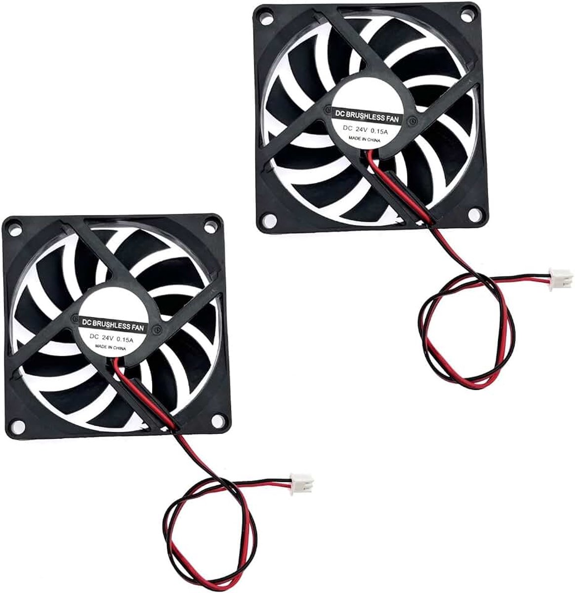 2 stks DC 24V 8010 stille koelventilator met draden, PC ventilator 80mm, Computer Case Fan 8cm x 8cm x 1cm, dc borstelloze ventilator 24v, 3d printer ventilator met kabel