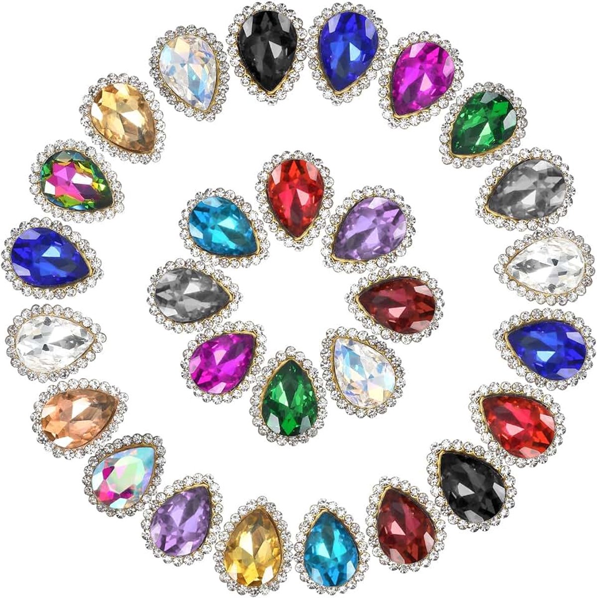 1,3 cm naai op strass, 50 stuks traandruppel kristallen steentjes puntrug edelstenen metalen platte achterkant voor ambachtelijke schoenen jurk kleding oorbel riem naaien decoratie