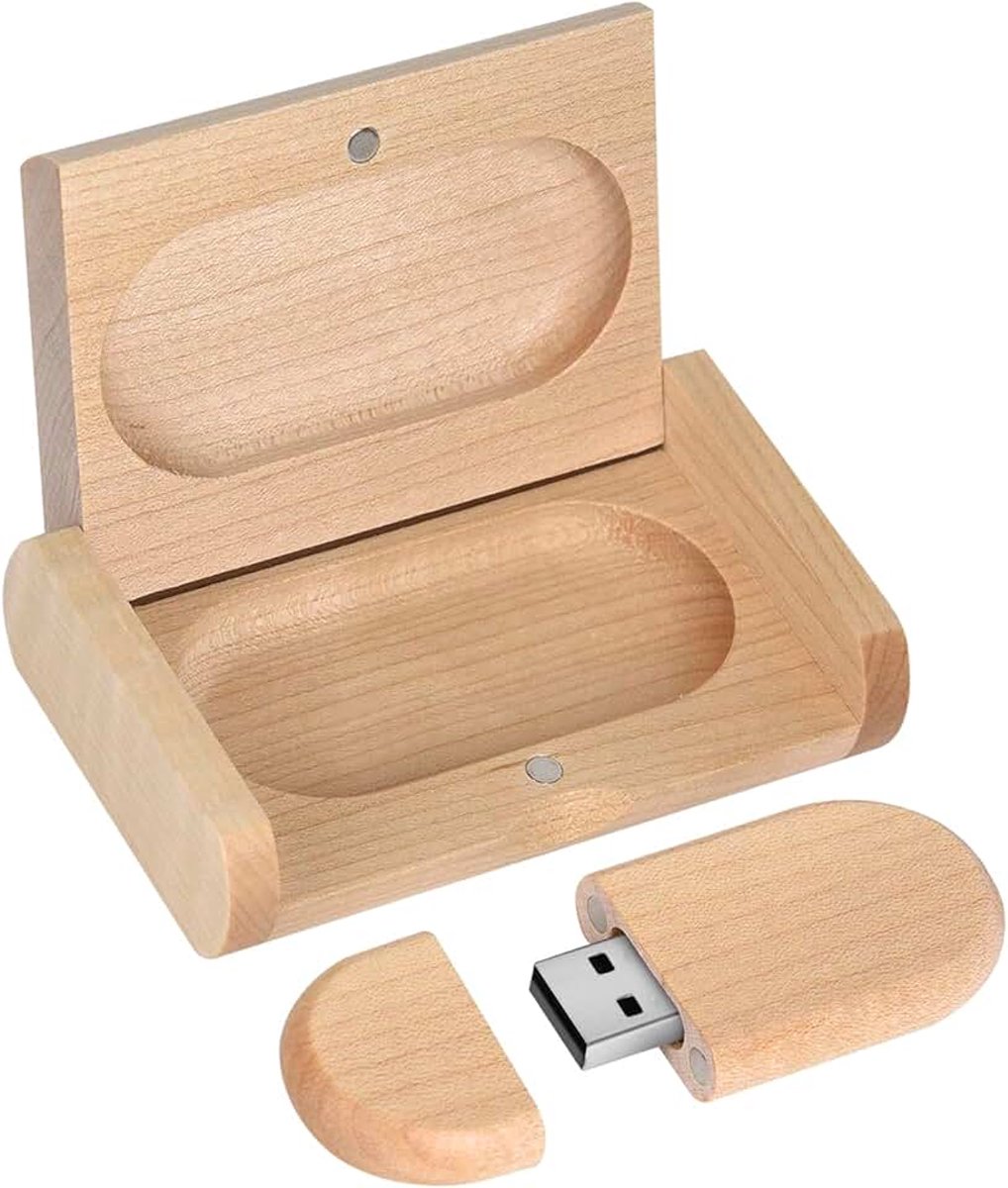 USB-stick, 16 GB, houten USB 2.0-flashdrive, data-opslag, geheugenstick met houten doos, pendrive voor bruiloft, vrienden, familie