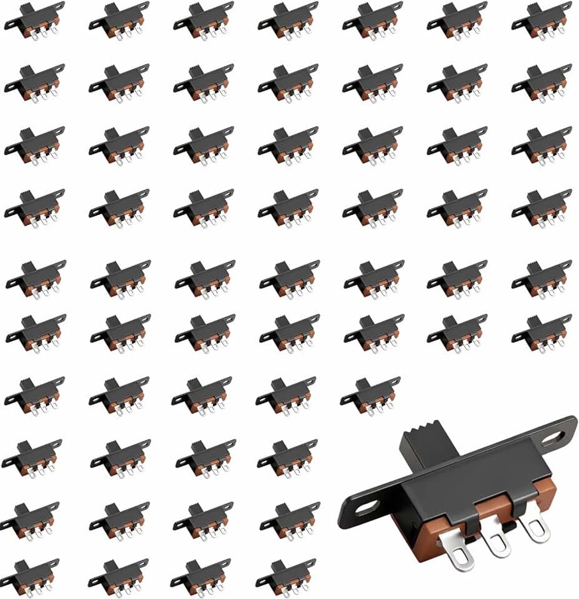 Schakelaars, tuimelschakelaars, SS-12F15 3-pins 2-posities SPDT-schakelaar, 0,5 A 50 V DC, miniatuurschuifschakelaar voor solderen en paneelmontage, aan/uit schakelaar voor