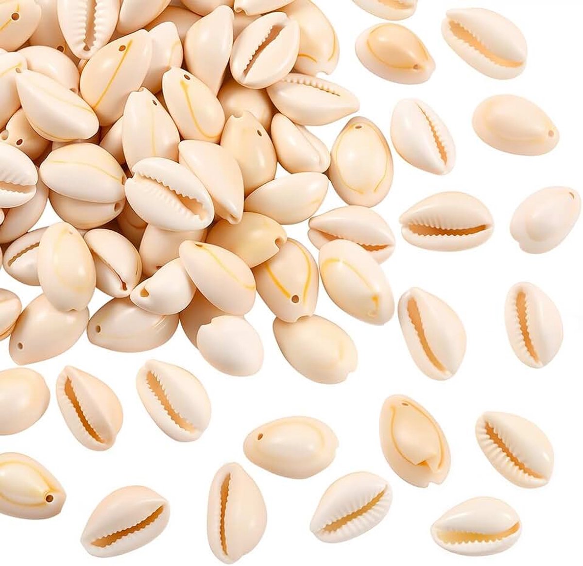 1 vak 100PCS 18. 5~23MM natuurlijke Cowrie schelp kralen met gaten zomer Hawaii strand Seashell glad Boho ovale schelpen Charms losse spacer kraal voor sieraden maken kettingen Diy Craft