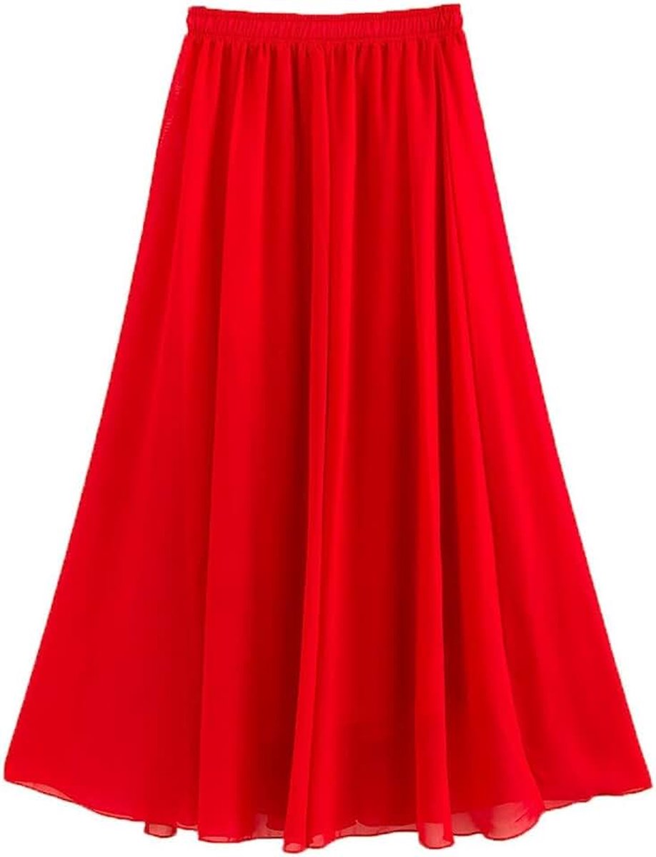 Dames uitgerekte taille chiffon lange rokken vloeiende rok