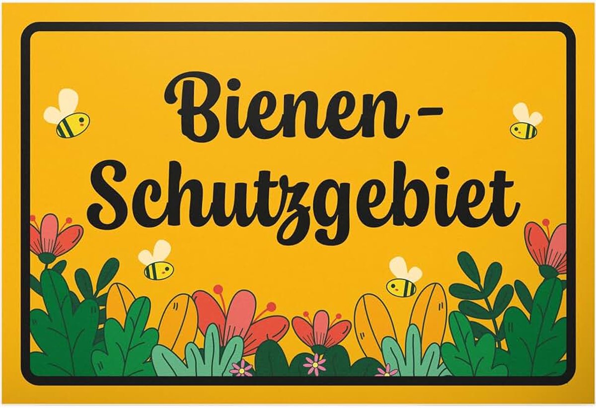 Bijen beschermde bloemenweide - kunststof bord 30 x 20 cm - tuincadeau cadeau-idee deco mama & papa tuinbord - grappige spreuk vrienden deurbordje verjaardagscadeau