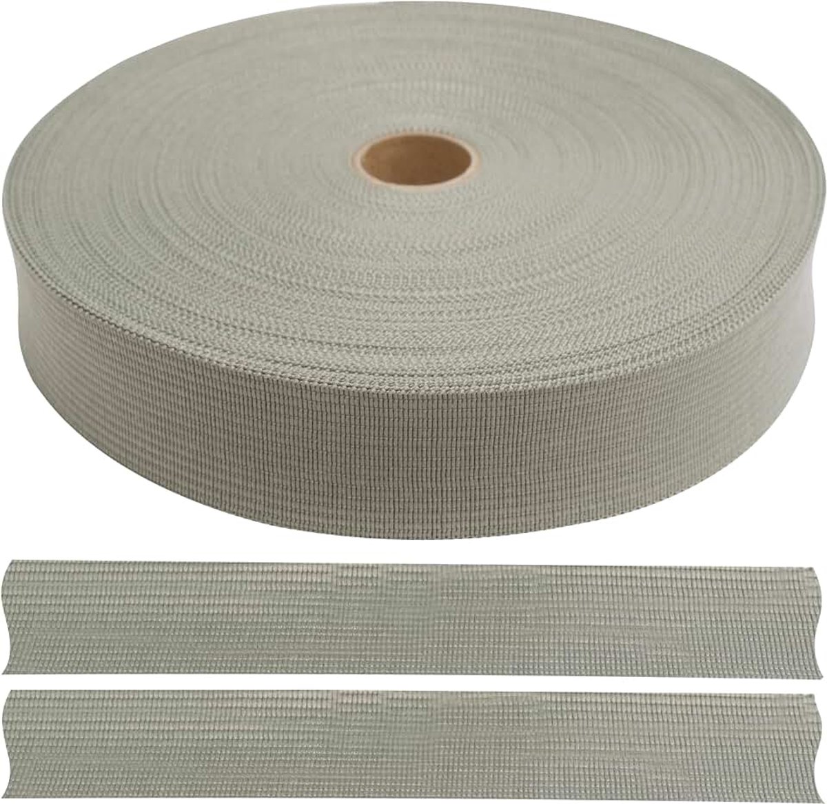- C77559 - rol polyester bandgalon 50 meter x 25 mm - kleur lichtgrijs - passepartouts kussen dekbedden