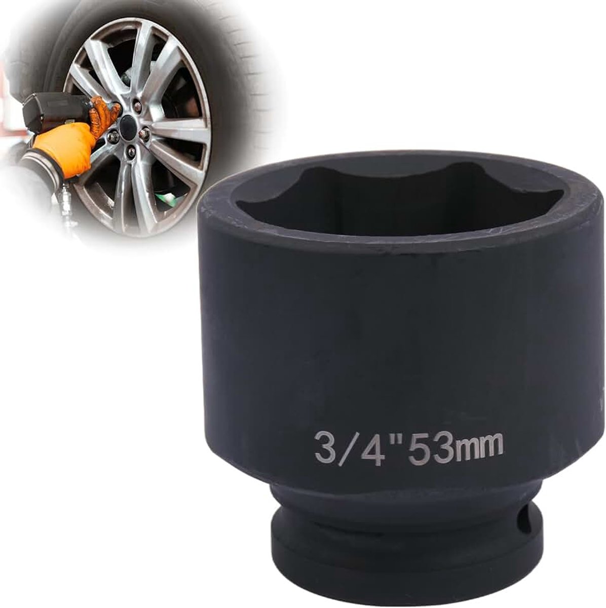 53 mm zeshoekige dopsleutel, 3/4 inch slagdop van chroom-molybdeenstaal, voor wielvervanging en werkplaats
