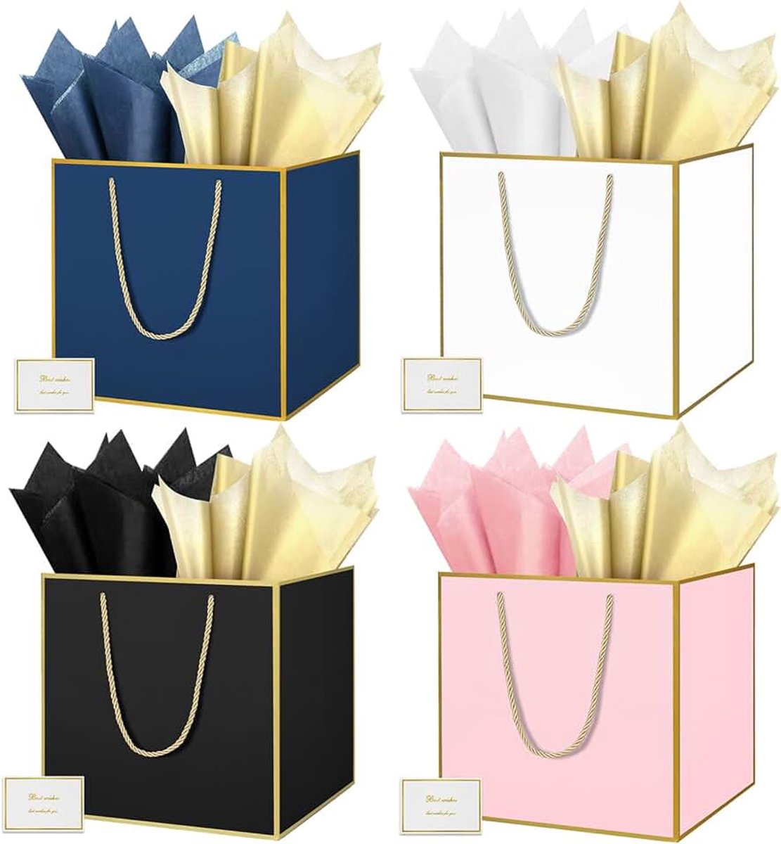 11,8 inch Vierkante Grote Gift Bag, Extra Grote Gift Bag Zakken voor Cadeaus Grote Papieren Zak met Tissue Paper Kaarten, 30cm Bruiloft Verjaardagsfeest Cadeau Cadeau Cadeau Tas voor Vrouwen 4
