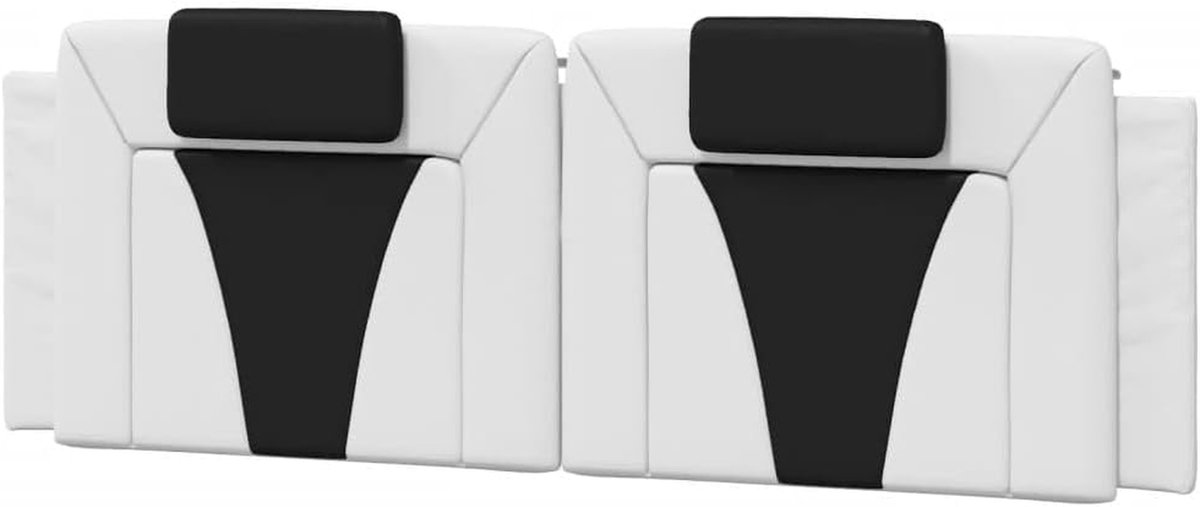 Hoofdbordkussen - Bedkussen Hoofdeinde - Comfort in Bed - Duurzaam Kunstleer - 160 cm - Wit en Zwart