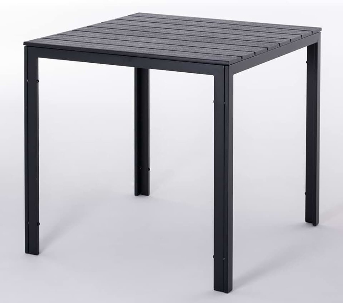 - vierkante tuintafel 78x78 met stalen frame en hoogwaardige plaat van polyethyleen in geraffineerd houtdesign ideaal voor tuin en terras (antraciet)