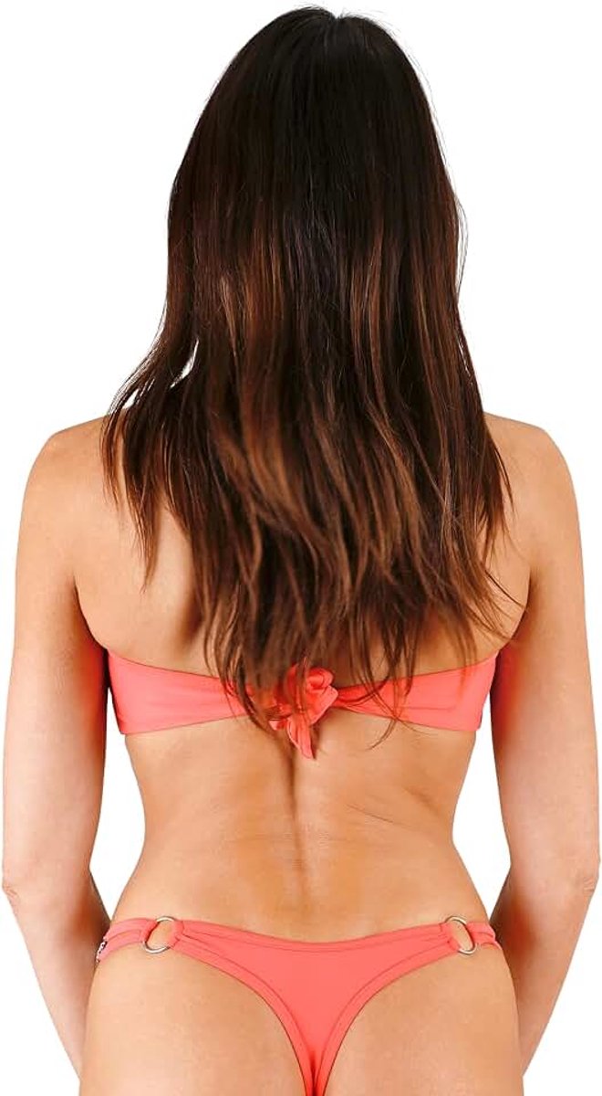 My sexy bikini - Badpak string bikini sexy effen zwart wit blauw roze groen oranje koraal Maldiven - Divino, Nectarine koraal 2 stuks string + Sg, M