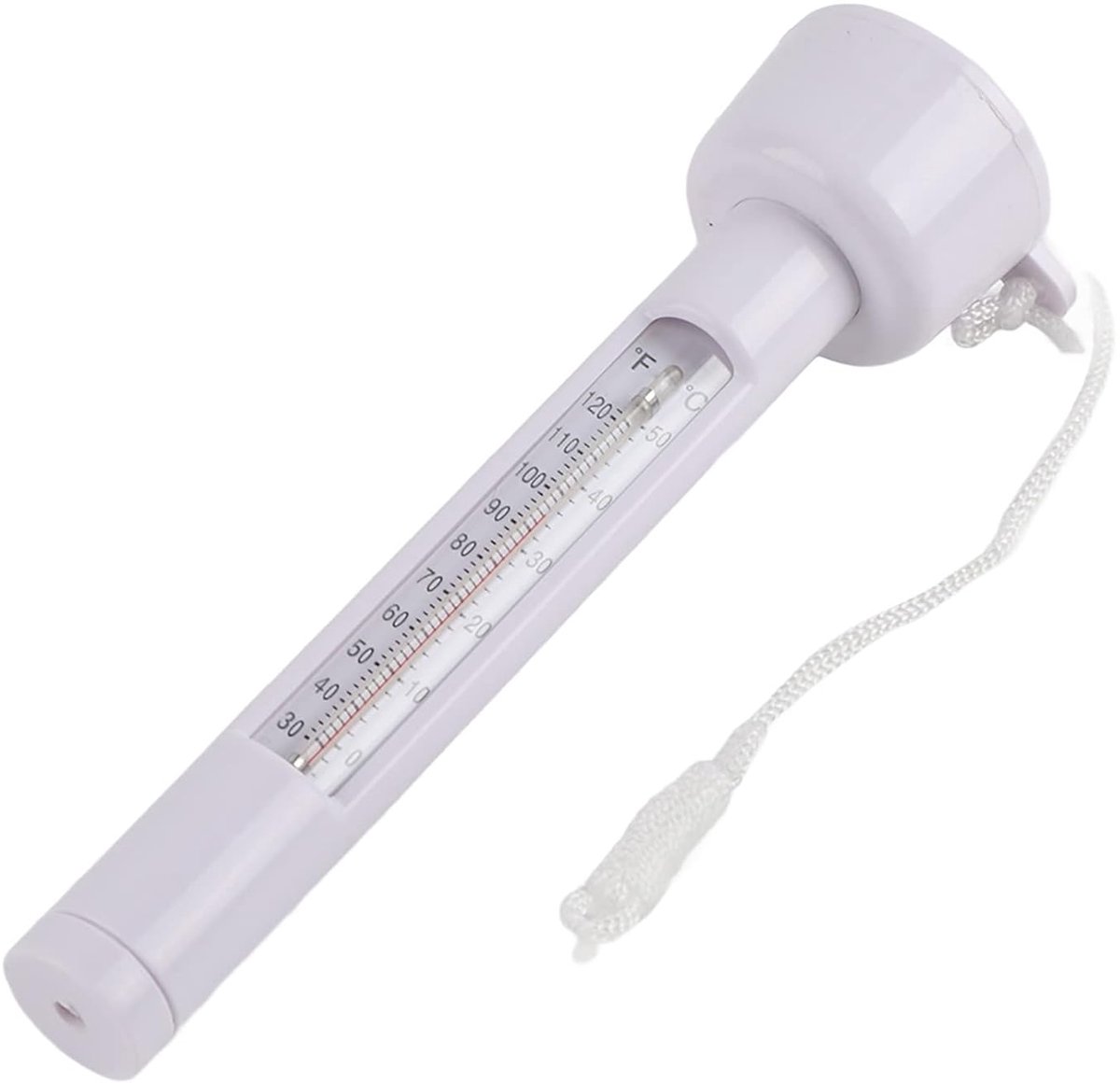 Zwembad Thermometer - Drijvende Waterthermometer met Touw voor Buiten- en Binnenzwembad, Hottub, Spa en Aquarium - Wit