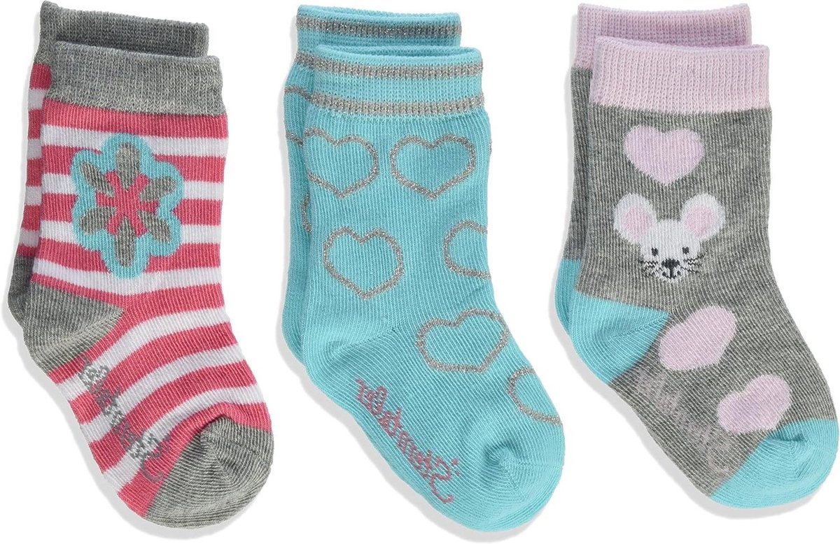 Babysokjes 3-Pack - Meisjessokjes - Dagelijks Dragen - Comfortabele Pasvorm - Maat 18 - Zilver Melange