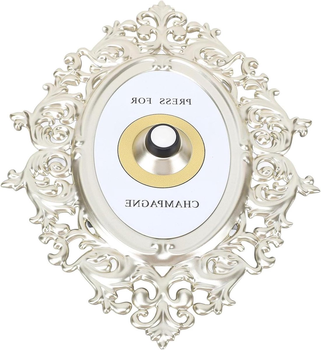 Champagne Thema Deurbel - Decoratieve Drukknop - Feestelijke Aankondiging - Mini Wandplaquette Ornament - 18.3 x 16.3 cm - Goud